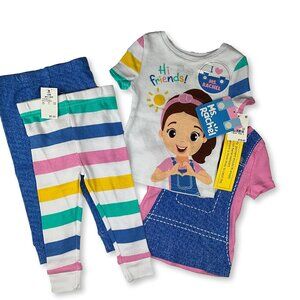 Toddler Girls' 4pc Short Sleeve Cotton Snug Fit Ms. Rachel Pajama Set